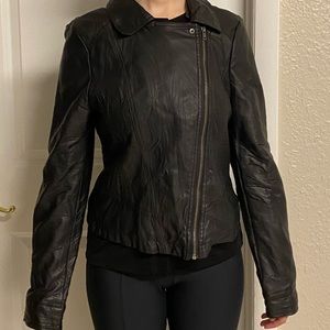 Womens black faux leather jacket size Medium